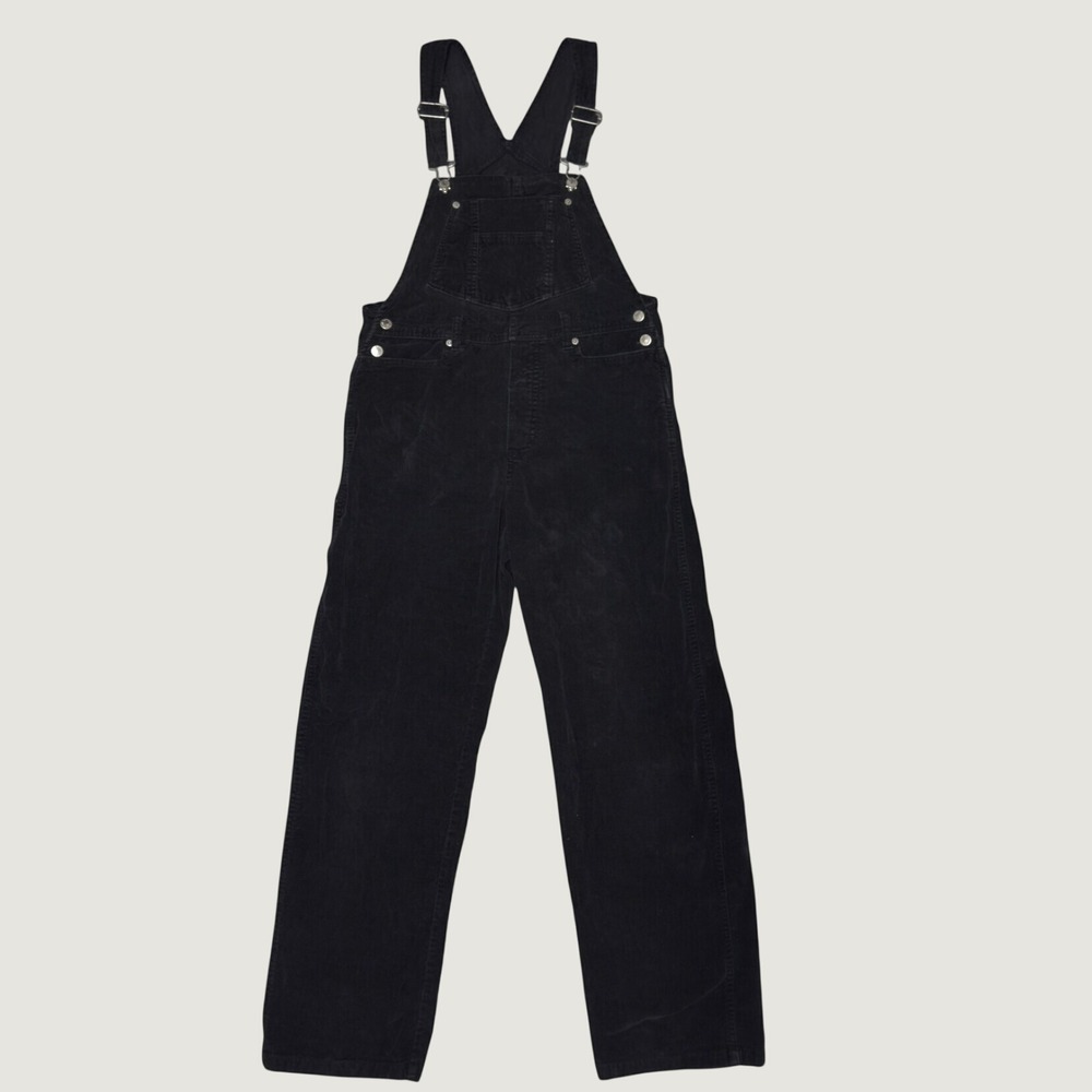 London London Black Corduroy Overalls Mens Size Medium Vintage Dungarees Cotton